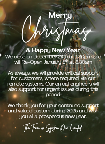 systemone_ltd's tweet photo. Wishing you all a very Merry Christmas and a wonderful New Year. https://t.co/kHPzZGNHHa