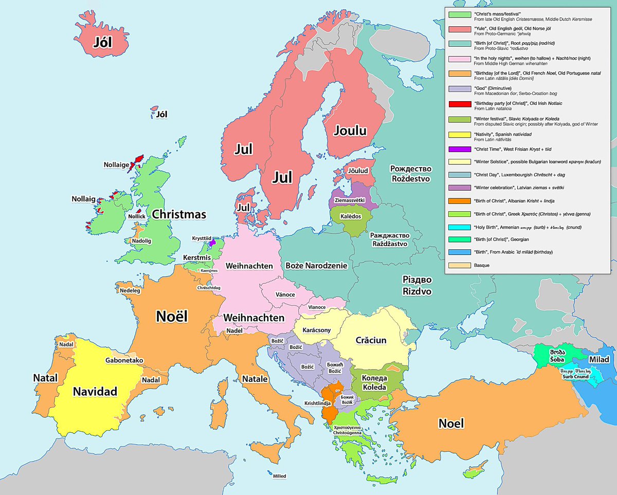 amazingmap's tweet image. What Christmas is called across Europe