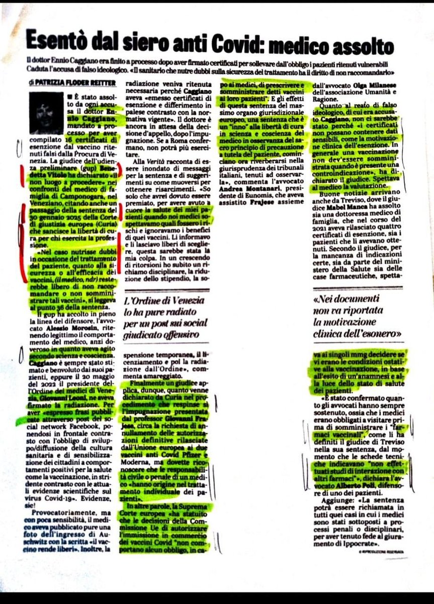 Terni sentenza di assoluzione  per un medico ed i suoi pazienti accusati di concorso in falso ideologico per la redazione di certificati di esonero dalla vaccinazione anti #Covid19

#VaccinoCovid #covid