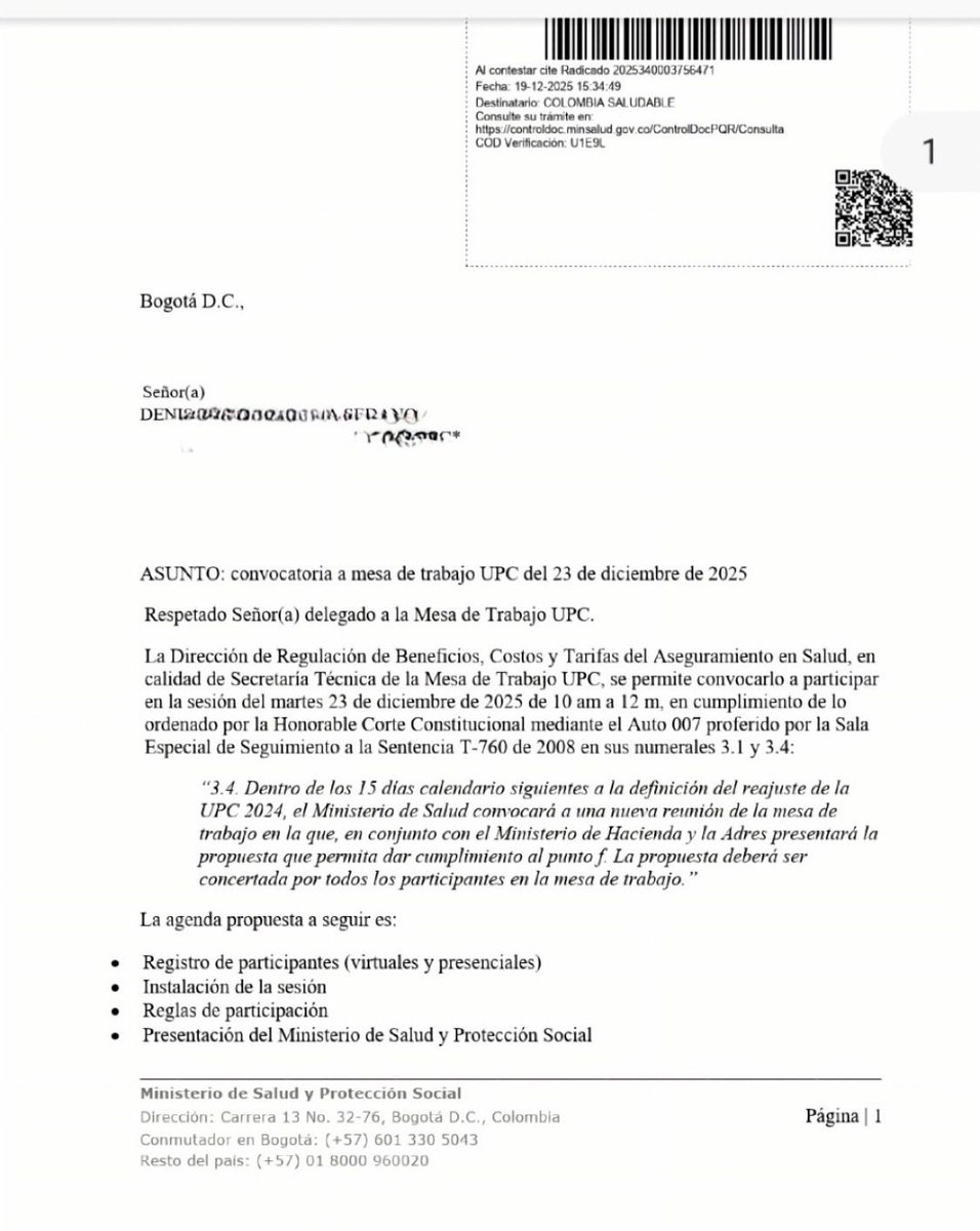 WRadioColombia's tweet image. #NoticiaW | El Ministerio de Salud citó a las mesas técnicas ordenadas por la Corte Constitucional para discutir la UPC del 2025. Sin embargo, Acemi y la ANDI fueron excluidos de la discusión → wradio.com.co