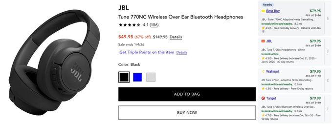 GameTechMart's tweet image. 🎧🔥 JBL DEAL 🔥🎧
💰 $100 OFF
💲 Now $49 (was $150)
🚚 Free shipping
Best price online 💥

#JBL #HeadphonesDeal #TechDeals #NoiseCancelling #AudioDeals #Discount #ShoppingDeals #DealAlert #Ad