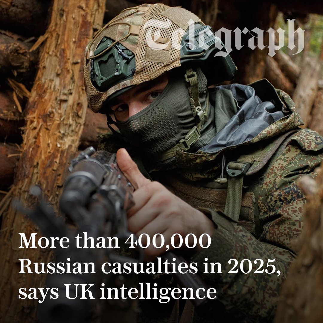 🔺 More than 400,000 Russian soldiers are estimated to have been killed or wounded in 2025, according to a British defence intelligence update on Ukraine.

In October 2025, defence intelligence put the overall number of Russian casualties throughout the full-scale war at