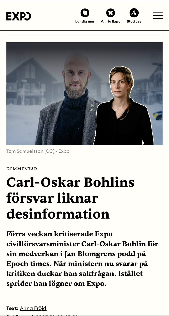 mjalthugg's tweet image. När en svensk minister öppet beskriver Expo som ”längst ut på vänsterkanten” visar det att han har gått på ett högerextremt narrativ. Det är samma narrativ som används för att förlöjliga och misstänkliggöra granskningar av högerextremism och nazism, just för att försvaga dem.