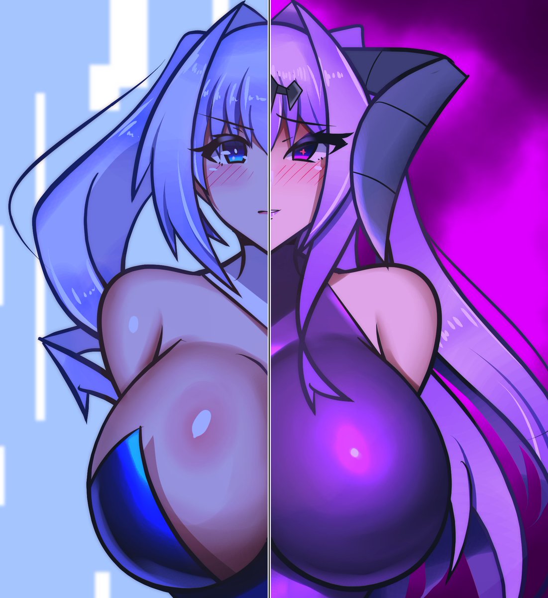 今年描いた中で結構気に入っているのがこれです。
光のましろちゃんと闇のましろちゃんが対峙している感じで… 