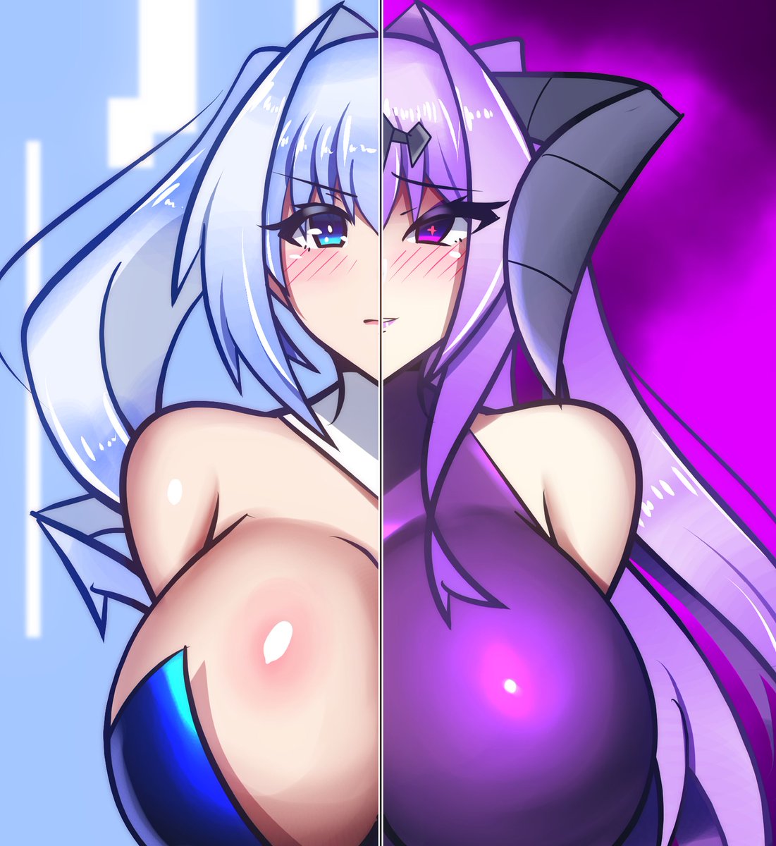 今年描いた中で結構気に入っているのがこれです。
光のましろちゃんと闇のましろちゃんが対峙している感じで… 