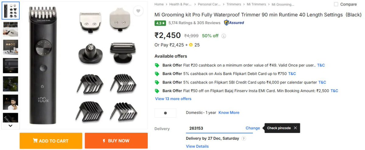gearknowledge's tweet image. Mi Grooming kit Pro Fully Waterproof Trimmer @2450

fkrt.cc/hLSge3J

#Flipkart #Mi #GroomingKit

View Full Details👇
mygk.shop/Fta7TPe