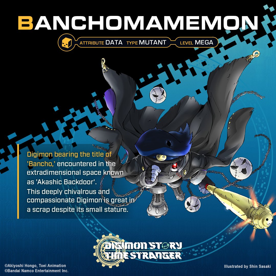 digimon_games's tweet image. BanchoMamemon

Digimon bearing the title of 'Bancho,' encountered in the extradimensional space known as 'Akashic Backdoor'.
This deeply chivalrous and compassionate Digimon is great in a scrap despite its small stature.

#TimeStranger