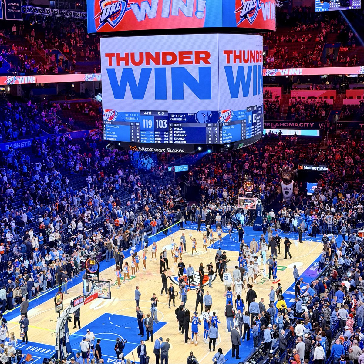 Got to see the World Champs <a href="/okcthunder/">OKC THUNDER</a> win at home last night.