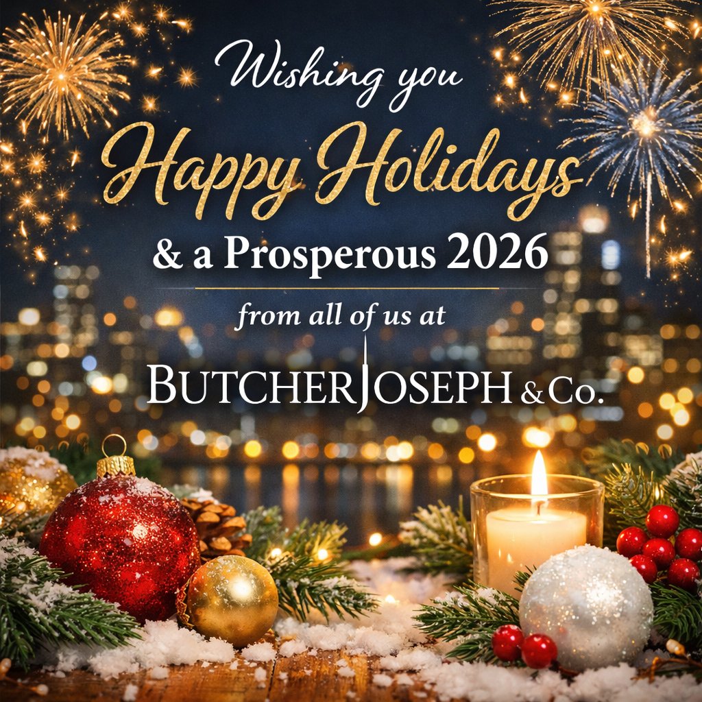 ButcherJosephCo's tweet photo. As we look ahead to the year ahead, we’re grateful for the trust of our clients, partners, and colleagues and excited for the opportunities 2026 will bring. Here’s to continued growth, shared success, and a strong year ahead. https://t.co/OWE5DSj1k3