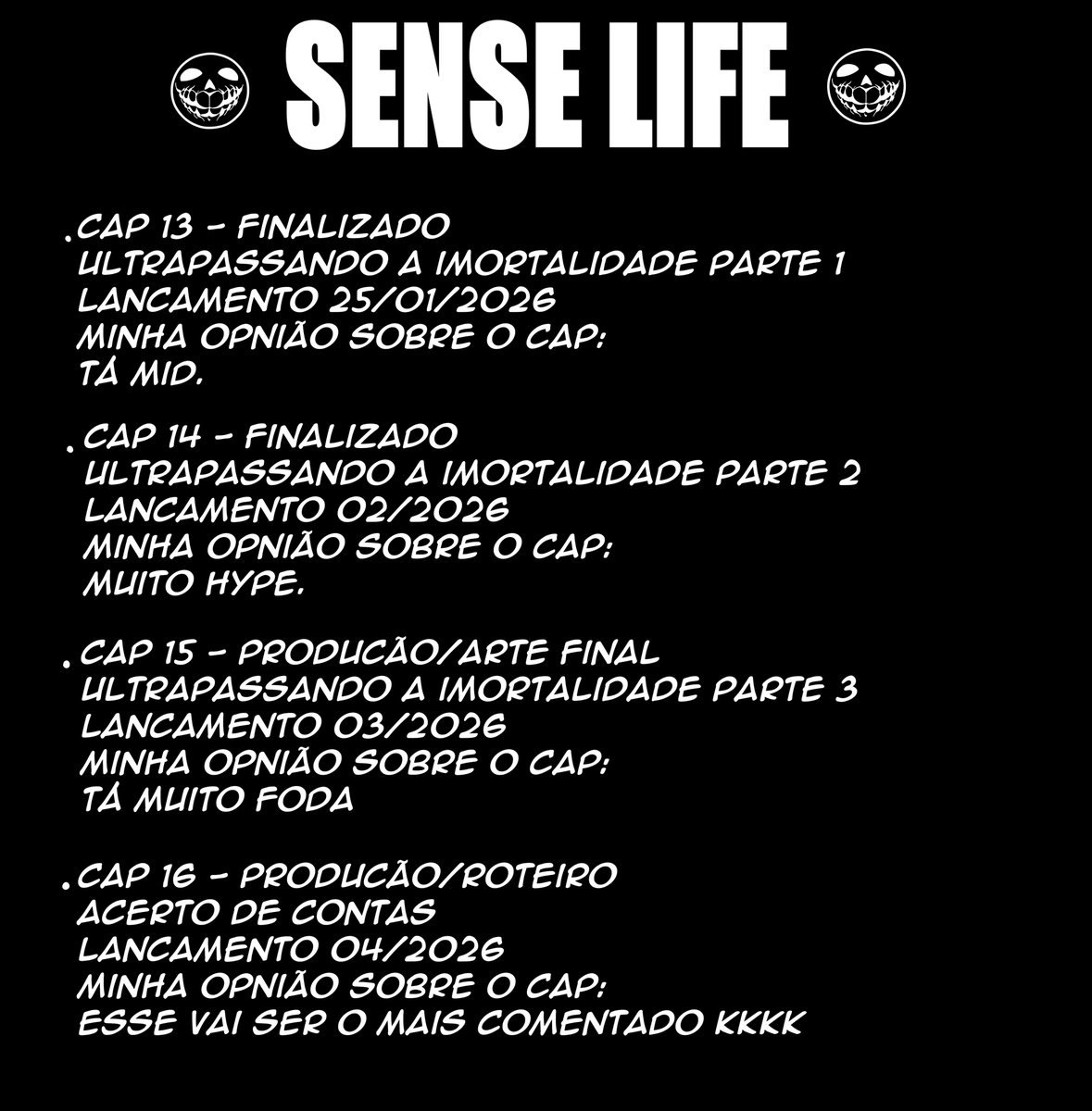 GlitchTellend's tweet image. Pra vocês que perguntam como tá o andamento dos capítulos, a data de lançamento e minha opinião pessoal do que eu achei sobre esses caps