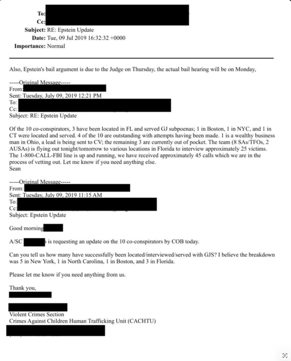 As you can see here in an email that involved the Crimes Against Children Human Trafficking Unit, they clearly say there are 10 co-conspirators, but it doesn't end there.