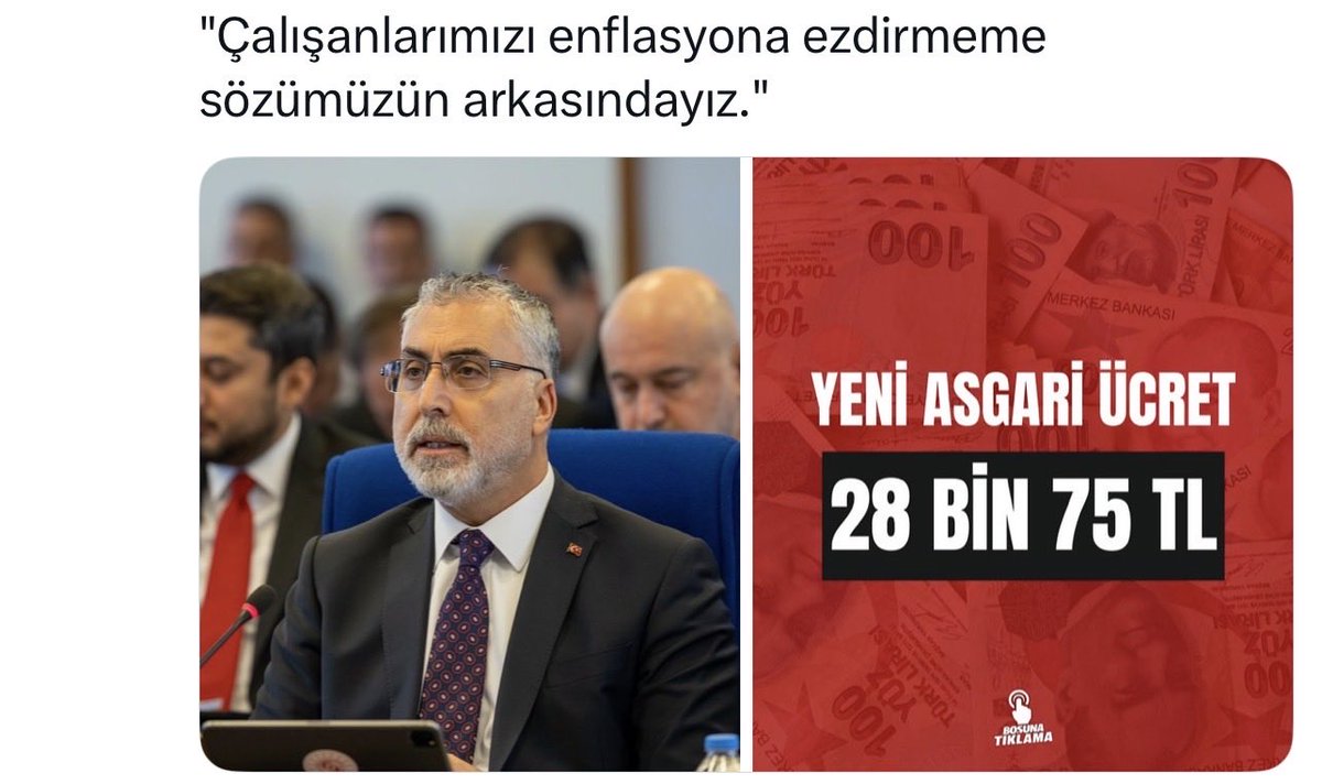 Yeni asgari ücret 28.075 Tl olarak açıklandı