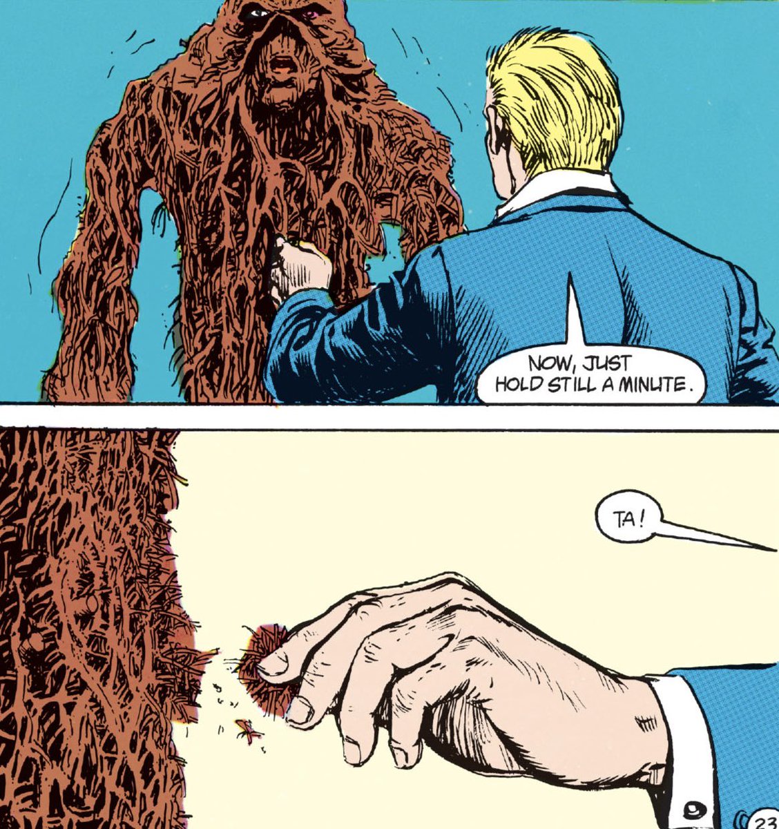 BIBlBIB's tweet image. obsessed with this scene of constantine trying to smoke the swamp thing