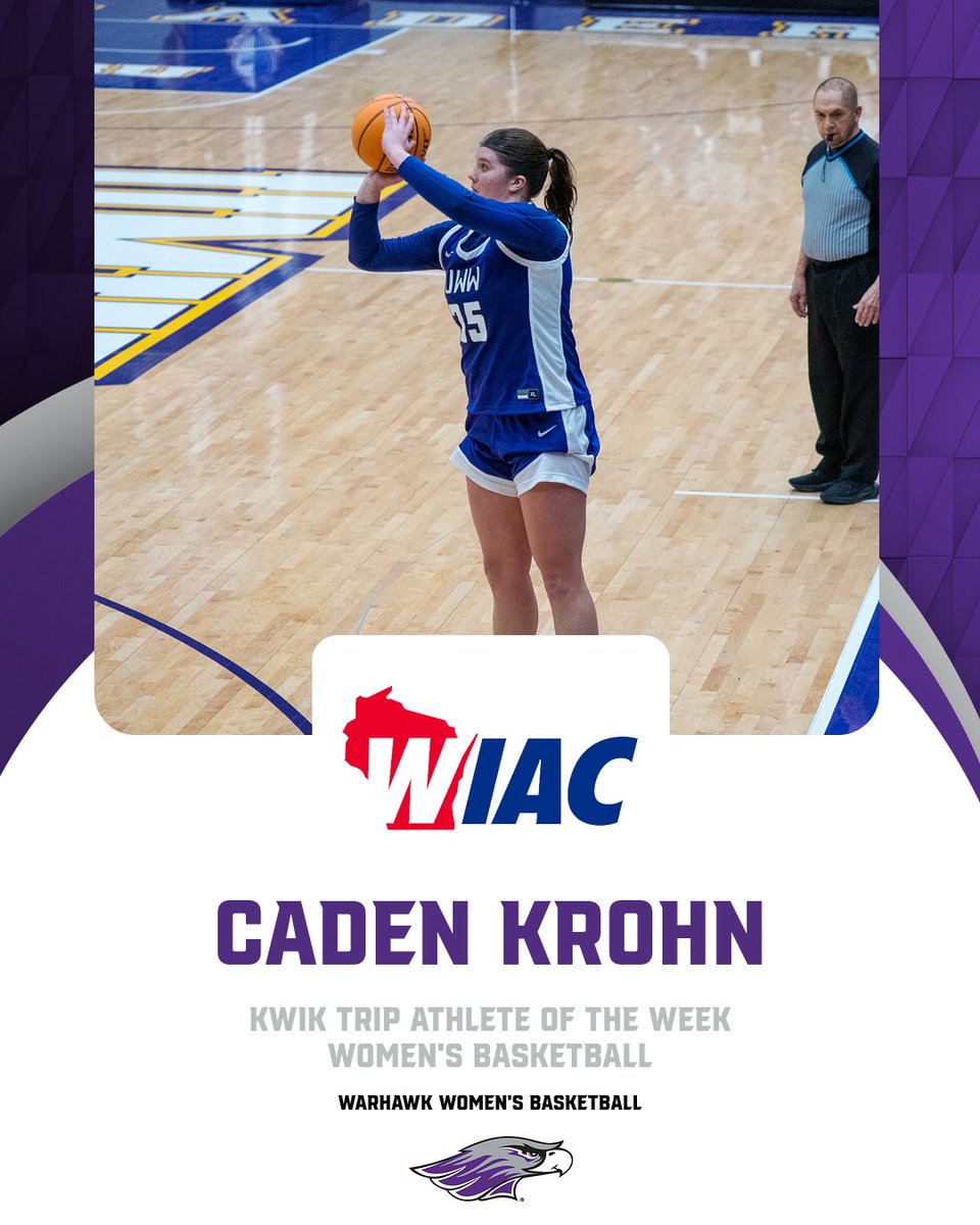 🔥ATHLETE OF THE WEEK🔥

Caden Krohn has been named <a href="/wiacsports/">WIAC</a> Kwik Trip Athlete of the Week after helping the Warhawks to a pair of wins in Texas! Krohn shot 65 percent from the floor (13-20), 67 percent from three-point range (2-3), and added three steals and three blocks!