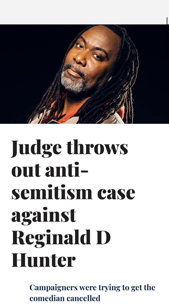 SangitaMyska's tweet image. BREAKING: Comedian @reginalddhunter is cleared after a private criminal prosecution brought against him by the Campaign Against Anti-Semitism was thrown out by the Judge who said the case was “calculated, wilful, abusive and improper”.   I was at that show; the judge is right.