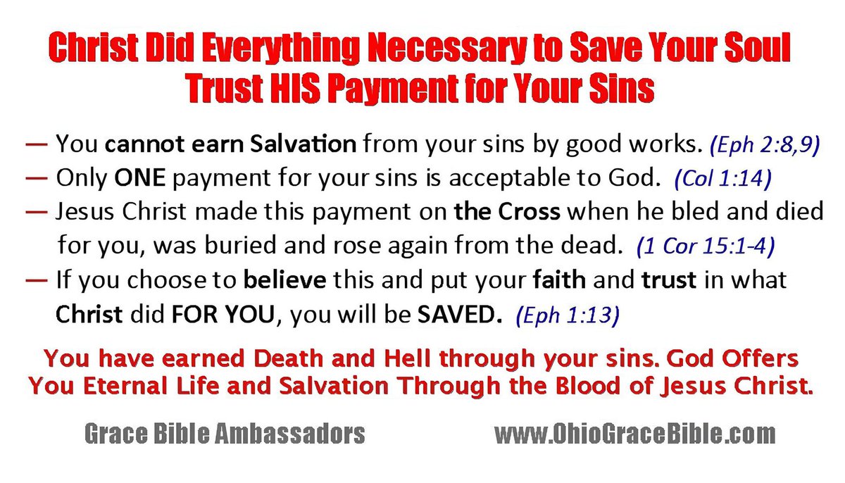 HisBloodSaves's tweet image. By His grace through my faith in the Gospel of Christ alone. JESUS did all the work. The moment I trusted in what He did for me on the cross I received the free gift of eternal life and was sealed with the Holy Spirit of Promise.