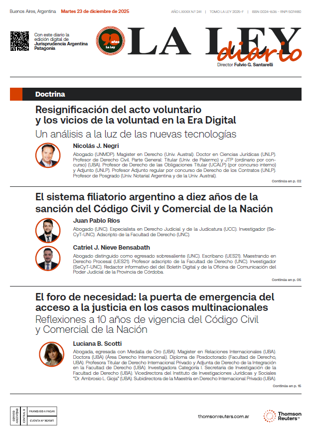 [𝗛 𝗢 𝗬 en el #DiarioLaLey ]             

✍🏻Doctrina por Nicolás J. Negri, Juan Pablo Ríos, Catriel J. Nieve Bensabath y Luciana B. Scotti.