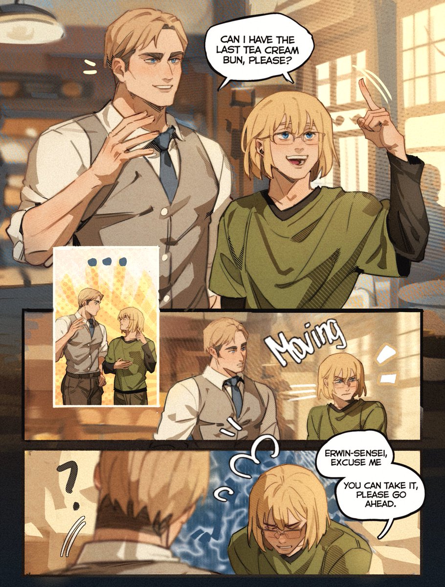 AngryMiloras's tweet image. a short #eruri comic with Armin, I like drawing nerd Armin as a bit cocky😔