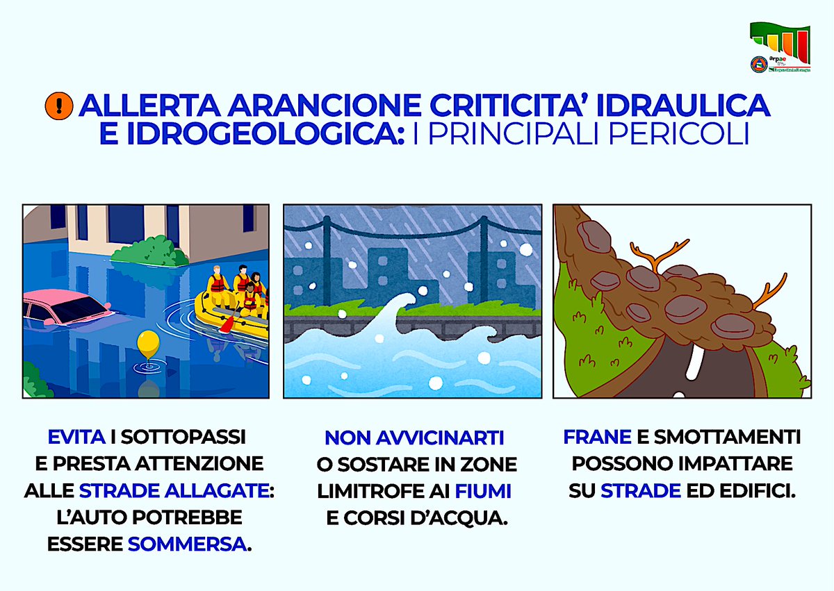 AllertaMeteoRER's tweet photo. 📌INFO Per mercoledì 24 dicembre è stata emessa un'allerta arancione per criticità idraulica e idrogeologica sul settore centro - orientale della regione.
Leggi i consigli di comportamento su #AllertaMeteoER ➡️https://t.co/moTuwfE8kz https://t.co/2E9cYOYCpH