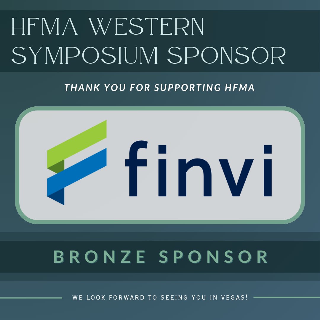 We’re proud to recognize Finvi as a Bronze Sponsor of the HFMA Western Regional Symposium! 🥉

Partners like Finvi help bring HFMA WRS to life and strengthen the healthcare finance community we value so much. 

Thank you for your support. Here’s to a successful HFMA 2026 WRS! 💫