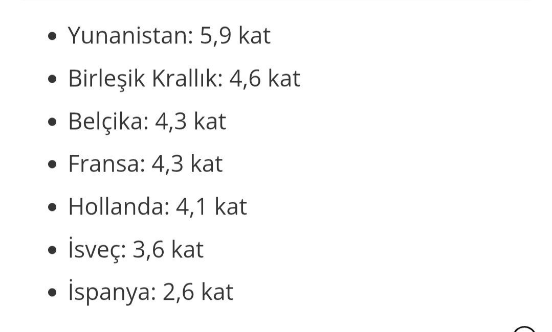 Milletvekili maaşının asgari ücrete oranı:
Türkiye'de 10,3 kat 
Avrupa'da 👇