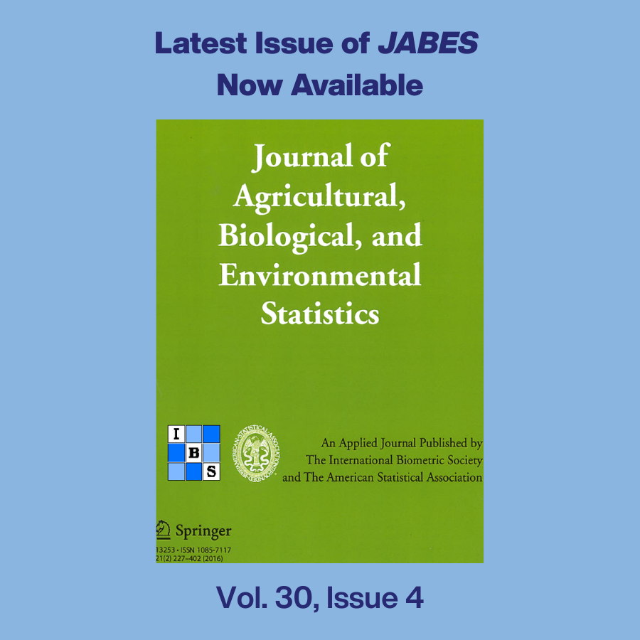 IBSstats's tweet photo. Discover new research advancing statistical methods in agriculture, biology &amp; environmental science in the latest issue of JABES Vol. 30, Issue 4! FREE ACCESS for members. 

🔗 Read now: https://t.co/ZT297am9GO https://t.co/jUPcAiZeQZ