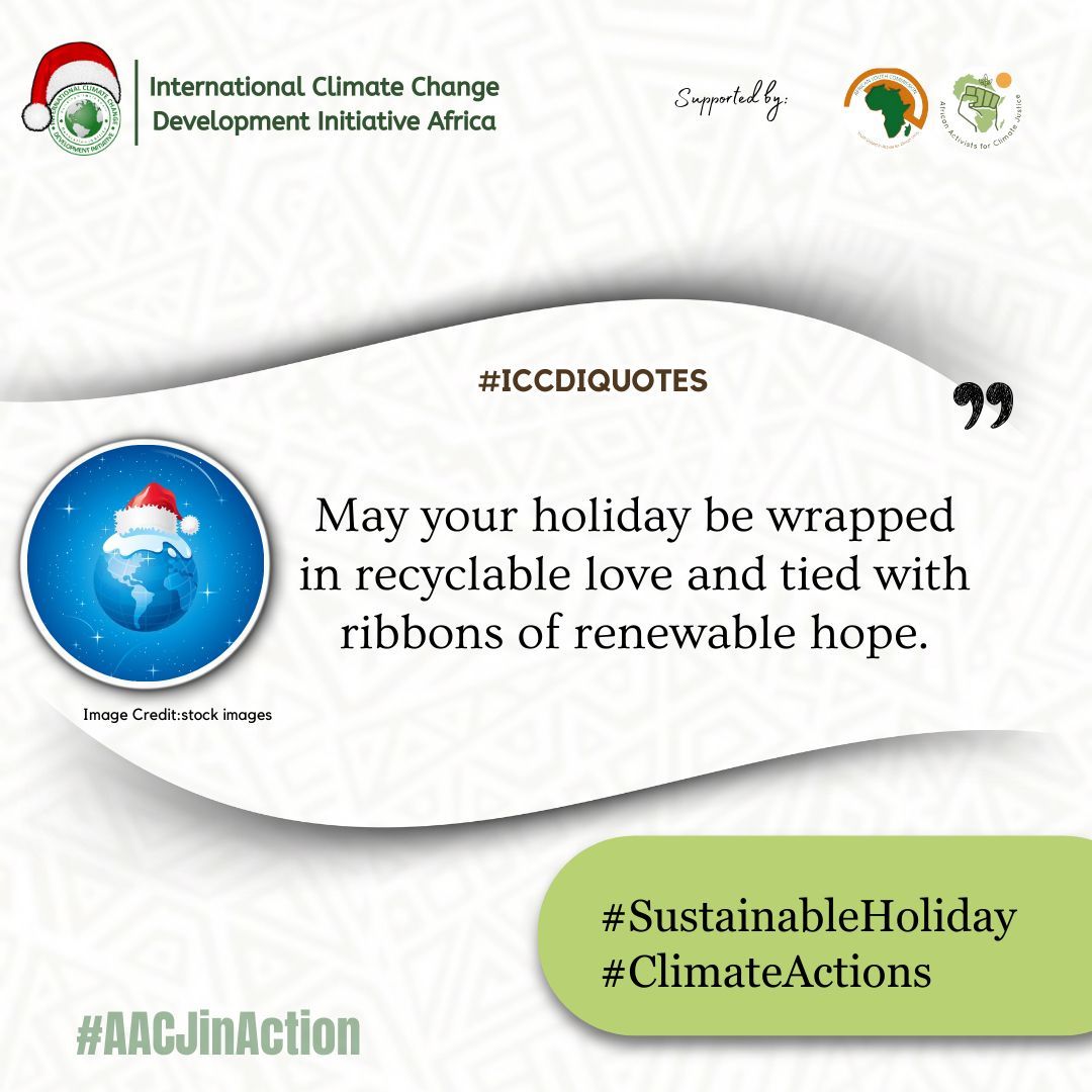 May your holiday be wrapped in recyclable love and tied with ribbons of renewable hope.

#SustainableHoliday #ClimateActions