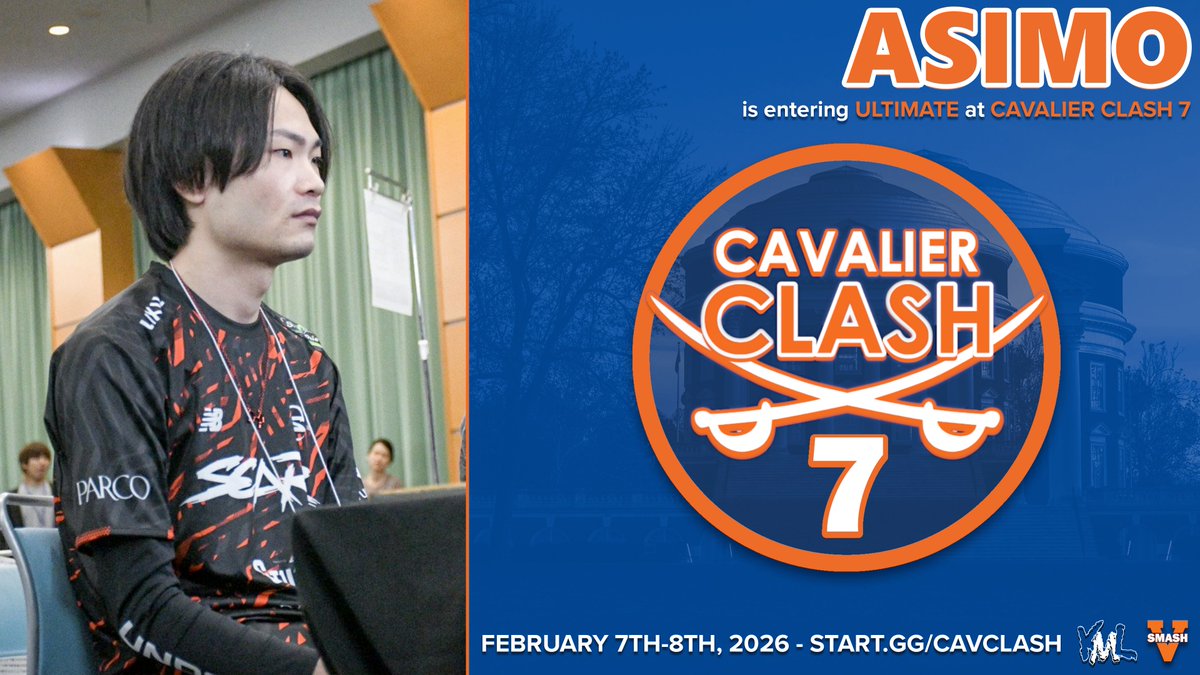 What would a major tournament like our's be without the World Warrior himself <a href="/asimo_ssbu/">SZ | あしも/Asimo</a> joining the fight here at Cavalier Clash 7!!

We still have PLENTY of spots available, so make sure to register while you still can!! Standard registration is open until January 4th!