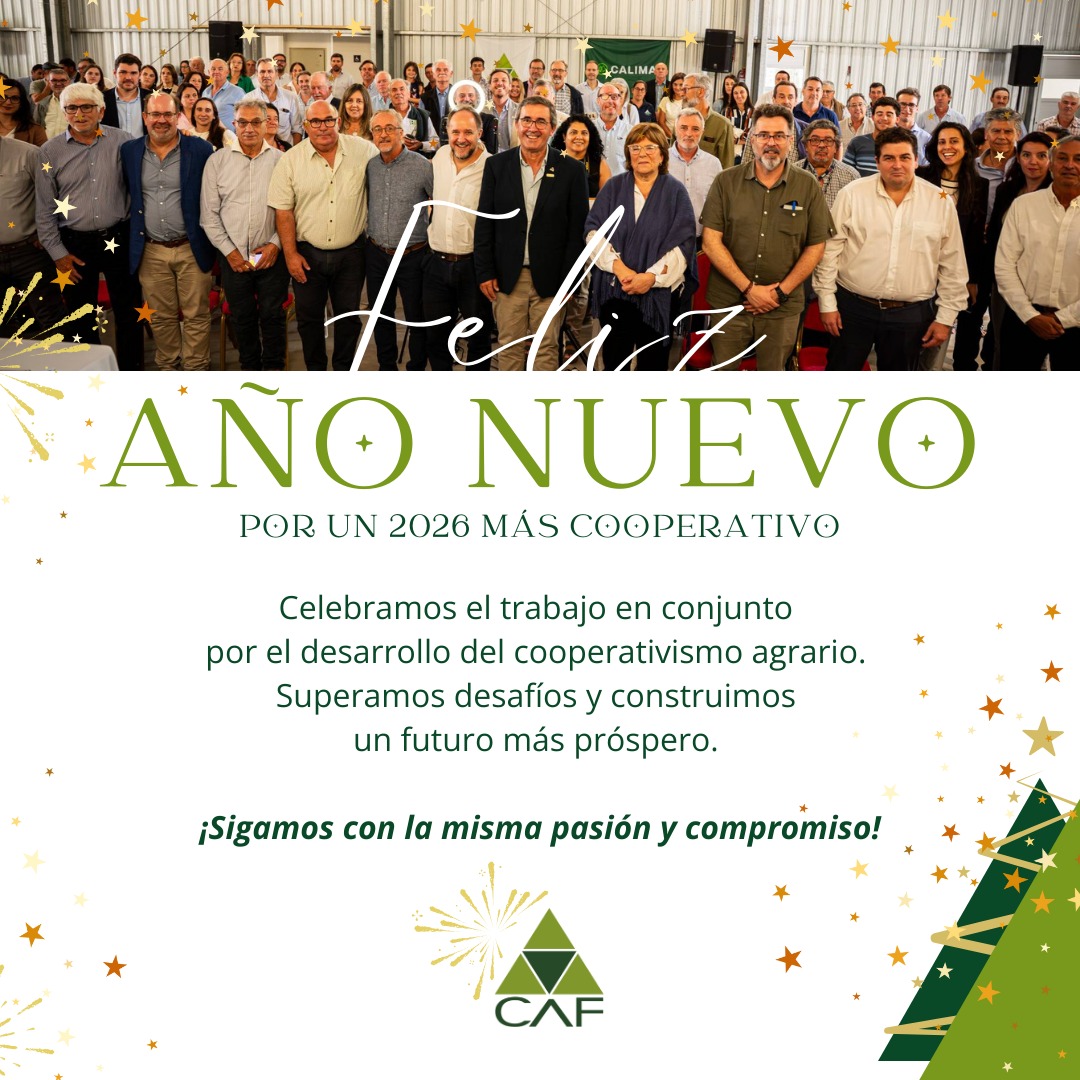 Felicidades! ✨
Desde CAF agradecemos el compromiso y la colaboración constante a lo largo de este año.

Que el 2026 nos encuentre cooperando unidos superando nuevos desafíos para alcanzar más éxitos compartidos!