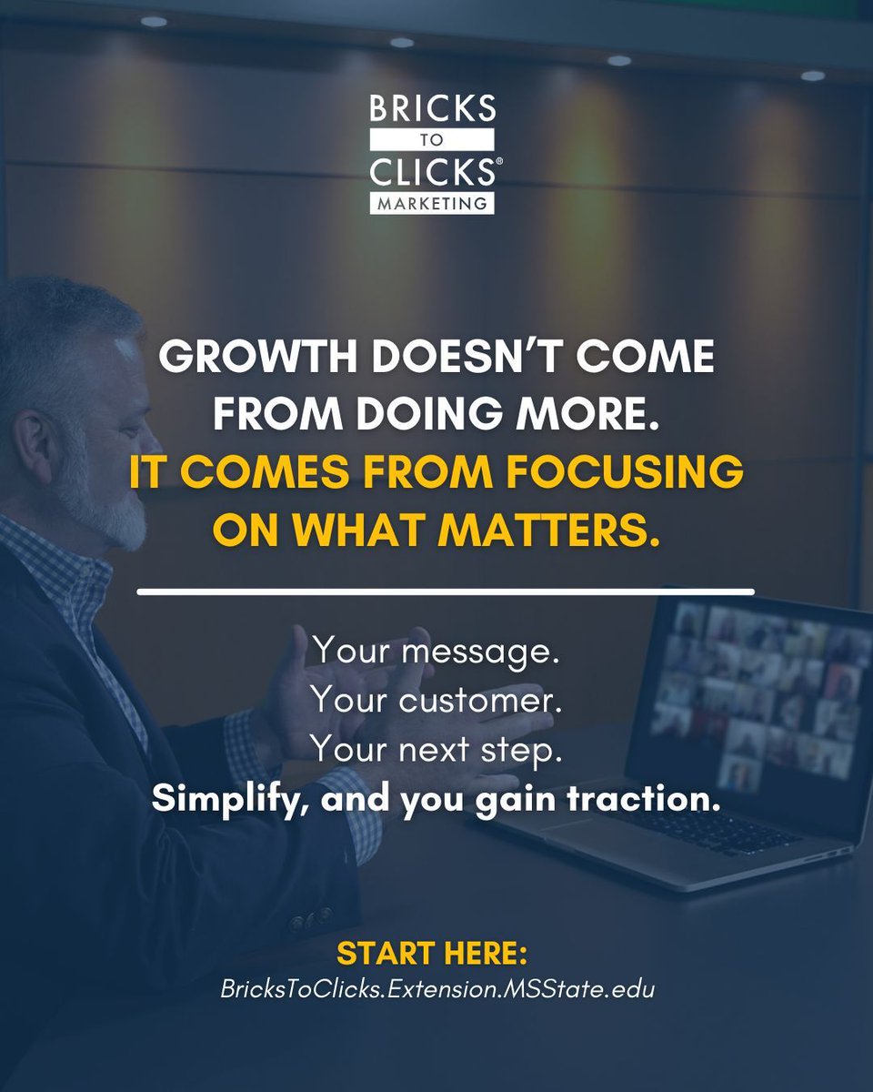 It’s easy to fall into the trap of chasing every new tool, trend, or tactic.
But all that motion can leave you spinning your wheels, not moving forward.

Real growth happens when you:

✅ Clarify your message

✅ Know your customer
✅ Focus on the next right step