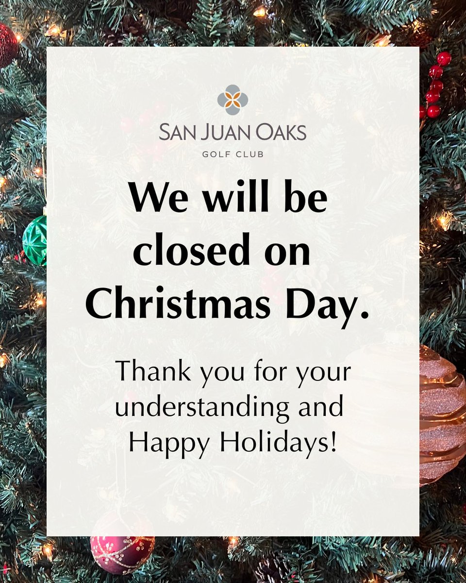 We’ll be closed on Christmas Day to celebrate the holiday with our families.
#ClosedForChristmas #HappyHolidays