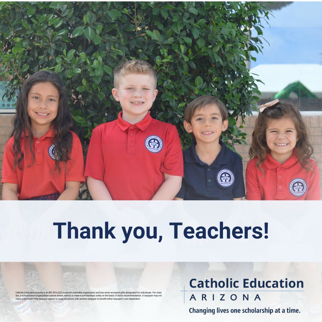 In our Diocese of Phoenix Catholic schools, there are hundreds of educators, teachers, principals, and staff making it possible for children to receive quality, Catholic Education. We thank you! Tax Year 2025