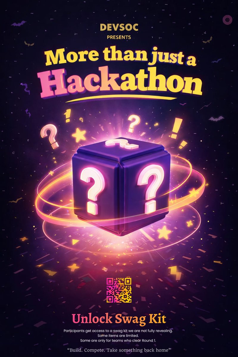 devsoc_aec's tweet photo. More than just a Hackathon 👀
Code. Compete. Unlock surprises 🎁
💥 Swag &amp; gifts worth ₹3000 waiting to be revealed.
Ready to crack the box? 🔐✨
#OverClocked #HackathonVibes #LimitedSeats #TechEvent #CodeCreateInnovate https://t.co/6rQCxAYtfc