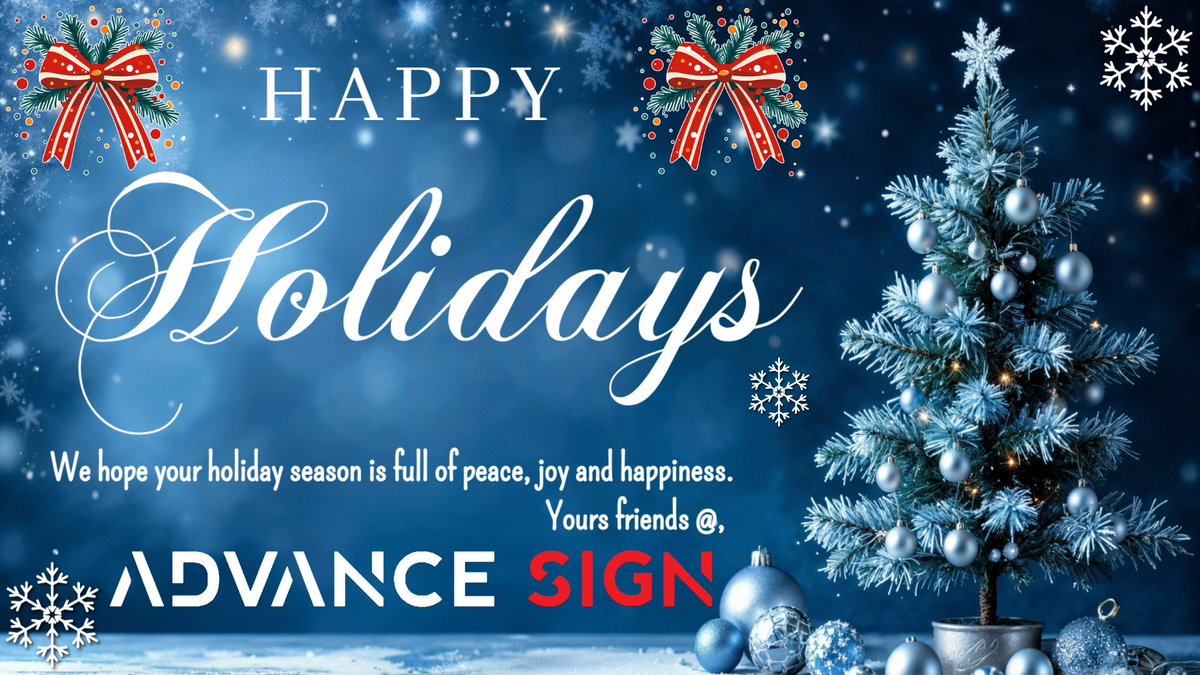 AdvanceSign2121's tweet photo. 🎁As our year winds into the next, we want to wish everyone the best! Have no delay, call us today, and we will take care of the rest!
❄ Our offices will be closed on: Dec. 24th, 25th, &amp; Jan. 1st ❄
#happyholidays #HappyNewYear #abundance #family #signagesolutions https://t.co/lr8ubyW2wQ