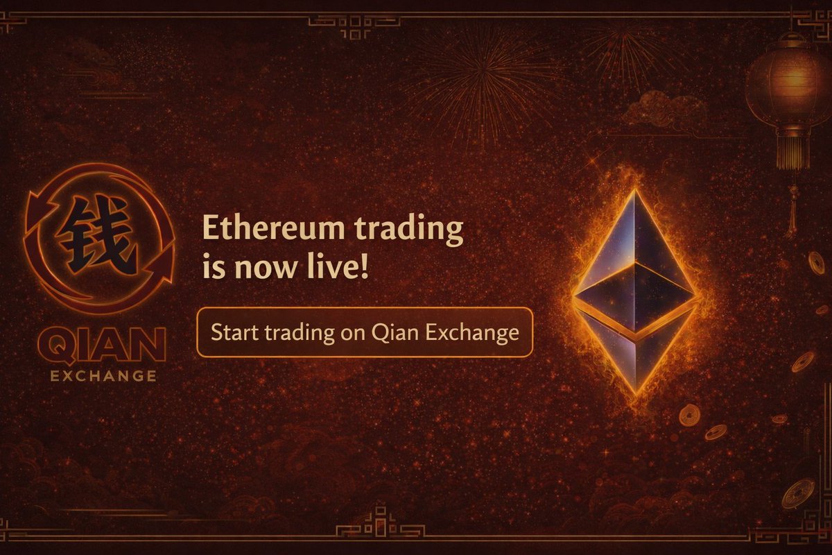 QianExchange's tweet photo. 1/ 🚀 Qian Exchange Beta is rolling out on Ethereum. Token deployments are  live now — no seed liquidity required. New tokens are instantly tradable  on a bonding curve, with automatic migration to the Qian DEX once  bonding is reached. #Qian #DeFi #Ethereum https://t.co/kuGv9iddhi