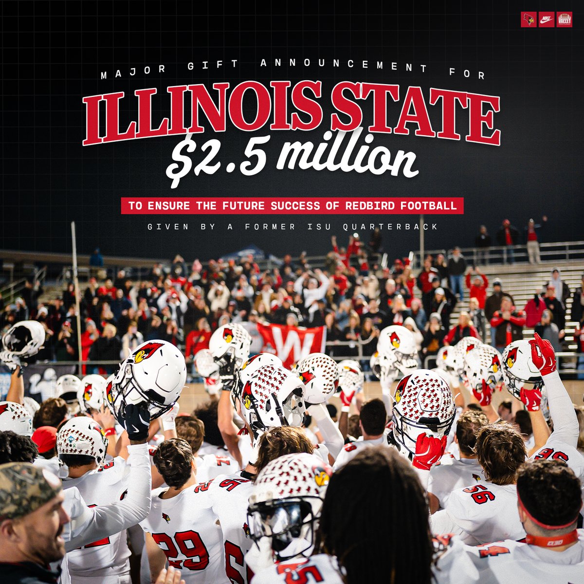 Illinois State Athletics is excited to announce a commitment of $2.5 million from an anonymous former Redbird Football quarterback👏

MORE INFO → bit.ly/4awuO6r