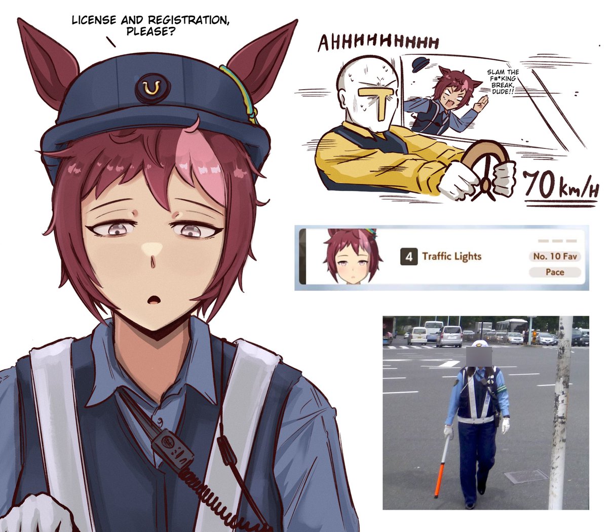 JohnHoll0w's tweet image. I’d love to see an Umamusume working as a traffic police officer