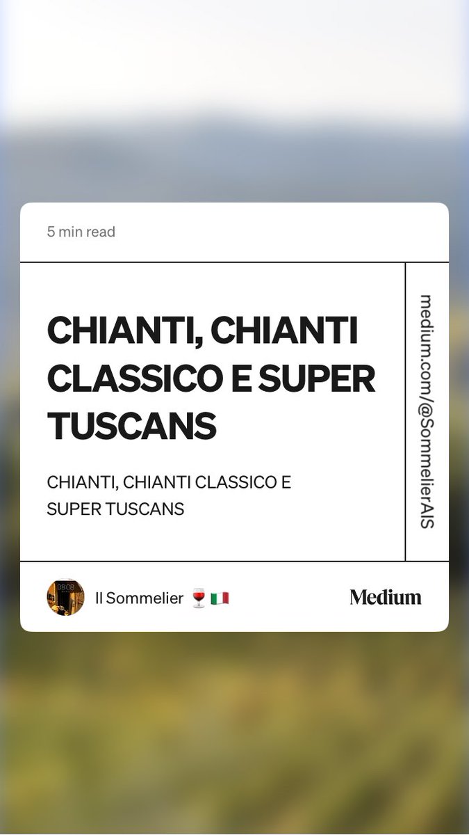 “CHIANTI, CHIANTI CLASSICO E SUPER TUSCANS” 
#chianti #superTuscans #sangiovese #toscana #italia #enologia  medium.com/@SommelierAIS/…