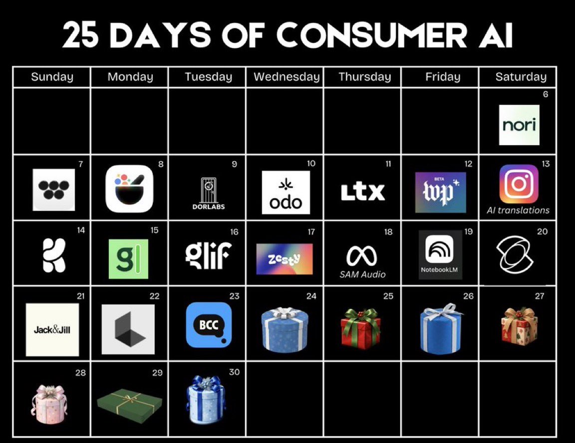 ¡Y este es el día 18 en el que @venturetwins y yo presentamos nuevos y geniales lanzamientos de inteligencia artificial
