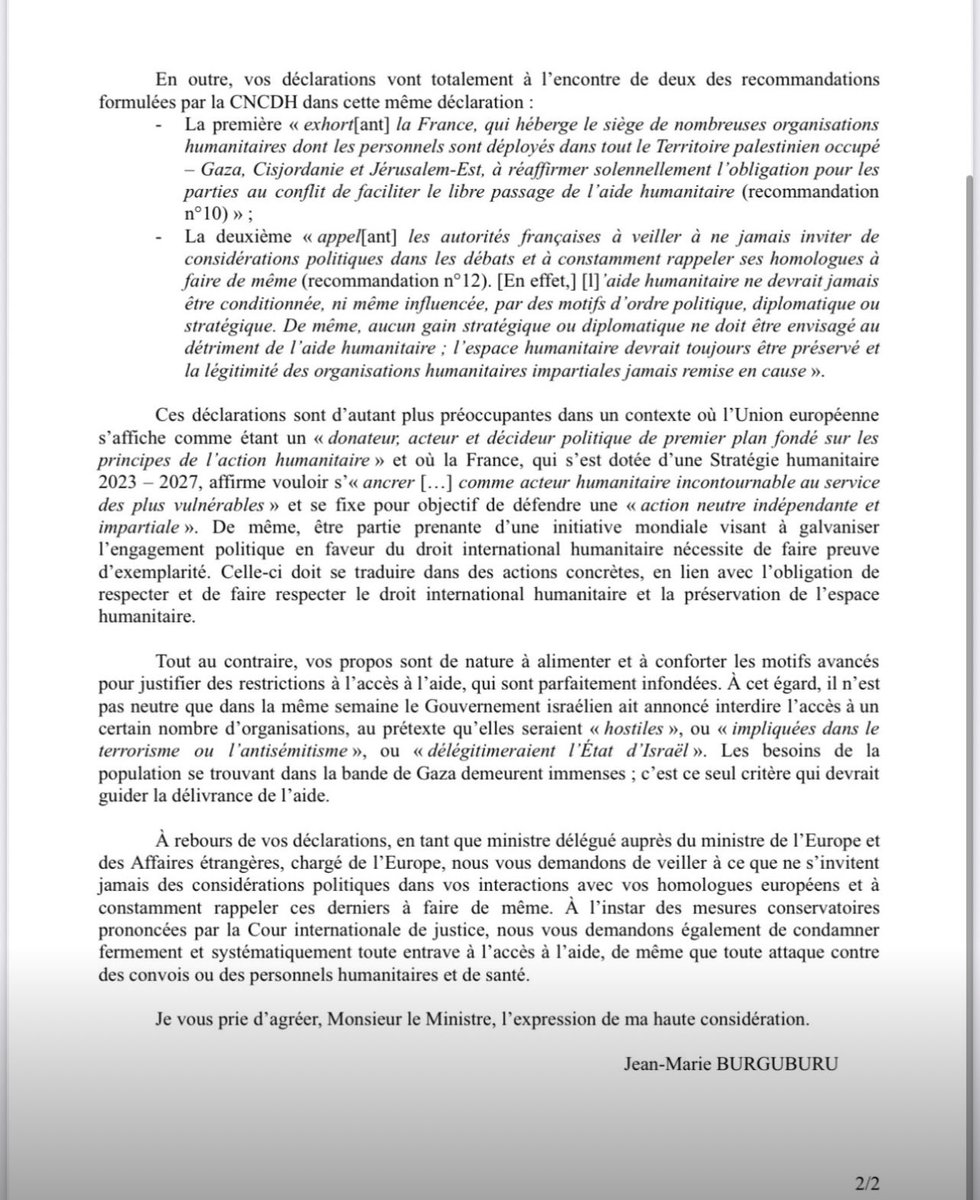 RimaHas's tweet image. . @benjaminhaddad utilise sa tribune de ministre délégué chargé de l’Europe pour relayer les éléments de propagande israélienne. Dans ce courrier que lui adresse la Commission Nationale Consultative des Droits Humains le 19 décembre, elle l’interpelle sur ce manque de neutralité…