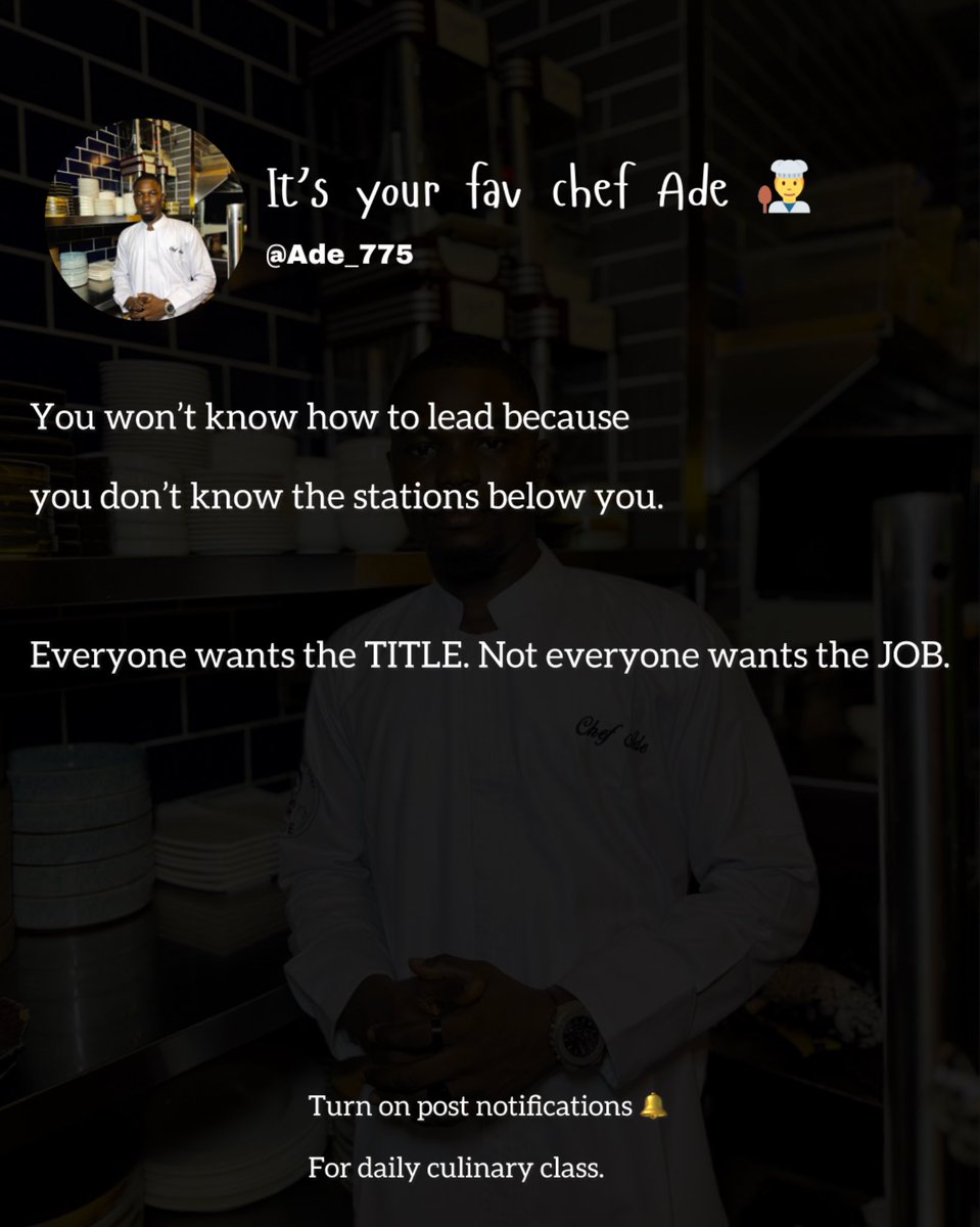 Ade_775's tweet photo. Are you ready to sacrifice all what it takes to become a CHEF?? 🧑🍳
#culinaryclass #culinaryjourney #dailyculinary #chefadeXperience https://t.co/O6oMv2gD0F