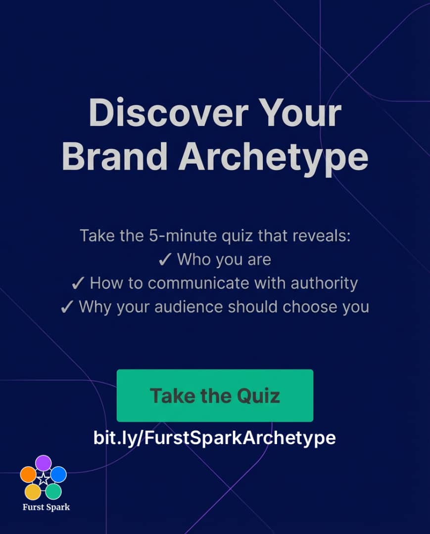 Stop guessing. Start leading.

Link in bio to take the Furst Spark Archetype Quiz! ⚡️
bit.ly/FurstBrandArch…

#PremiumPricing #BrandClarity #FurstSparkGroup #storytellingbrand #BusinessGrowth #MakeupIndustry #Legacy #BrandArchetype