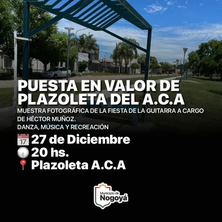 SE REALIZARÁ LA INAUGURACIÓN DE LA PUESTA EN VALOR DEL ACA🌳🚶‍♂️

➡️ Este 27 de diciembre a la hora 20, se llevará a cabo la inauguración de la Puesta en Valor de la Plazoleta del Automóvil Club Argentino (ACA).