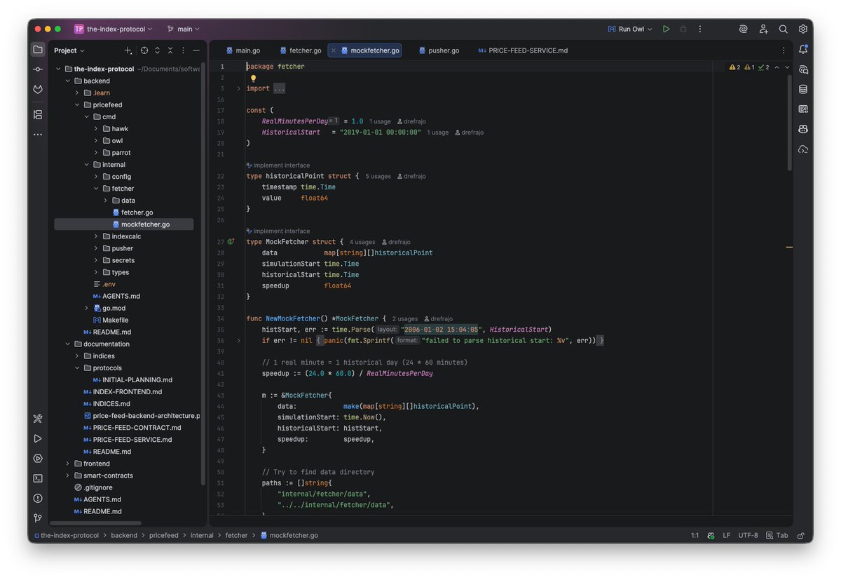drefrajo's tweet image. I really like the new islands @jetbrains  IDE design tbh. 

I'd wish it supported the native MacOS translucency, but the existing background is also pretty cool.