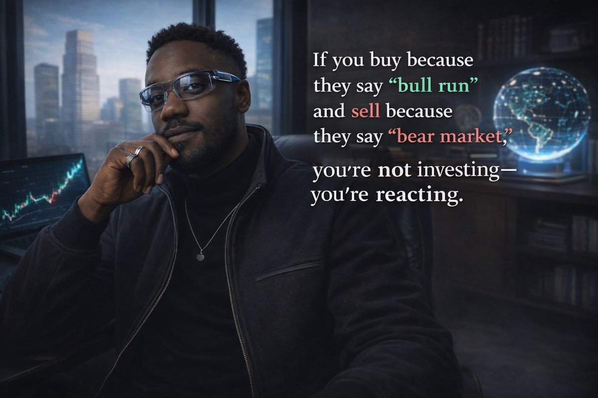 JElu40's tweet photo. If you buy because they say “bull run” and sell because they say “bear market,” you’re not investing—you’re reacting. Find something that makes sense and that’s worth believing in! #thistimewillbedifferent #Crypto https://t.co/rNQ2gi49rt