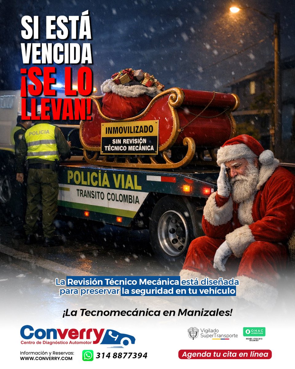 cdaconverry's tweet photo. 🚨 ¿Ya revisaste la fecha de vencimiento de tu Revisión Técnico Mecánica? Una simple distracción puede terminar en un gran problema.
Evita multas, grúas, sanciones y dolores de cabeza.
Asegura llegar seguro y disfrutar de unas felices Navidades.
#manizales #caldas #Navidad2025 https://t.co/fInnCzzbma