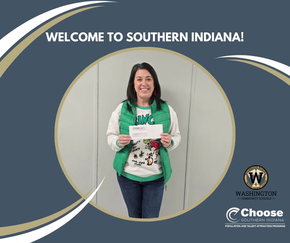 ChooseSoIN's tweet image. Help us welcome Tonya to southern Indiana! Tonya recently joined the Washington Community Schools in Daviess County, and we're excited to have her as part of our growing region. choosesouthernindiana.com/employer-incen…