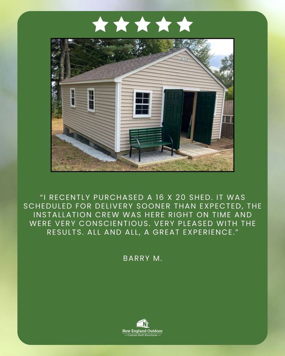 TestimonialTuesday #ShedBuilder #NewEngland, image size:960x1200