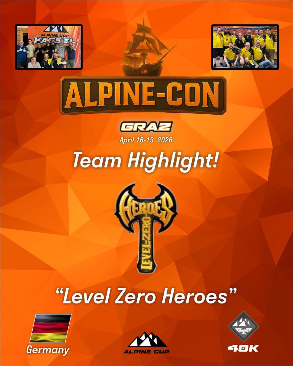 TheAlpineCup's tweet image. 🔥  Willkommen, Helden!  A huge welcome to the Level Zero Heroes as they join us at ALPINE-CON, the ultimate tabletop showdown hosted by The Alpine Cup in Graz, Austria! 🎲 0️⃣ 

From level zero to tabletop legends – ready to roll dice, dominate the battlefield.
