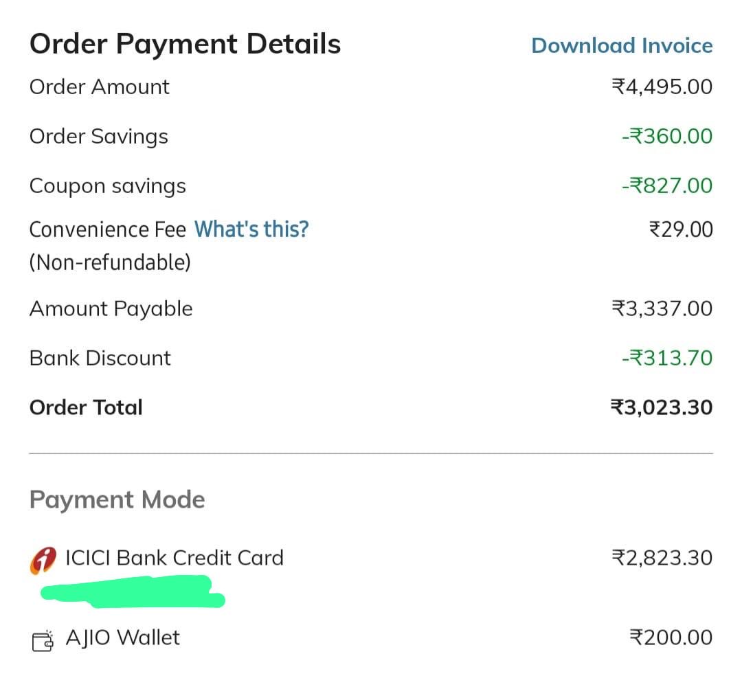 karthikselvan's tweet photo. @s_shu15 @Tech_glareOffl Swiggy One membership gave 20% Ajio coupon voucher(827₹) + Bank offer of 10% (314₹)+ Ajio Super cash(200₹) https://t.co/0sGyjcEGMi
